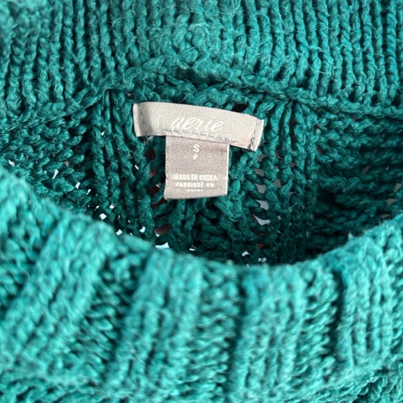 Aerie Dark Green Cable Knit Sweater - Picture 2 of 2